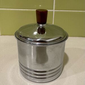 Vintage Krome Kraft Farber Bros Art Deco Sugar Bowl with Bakelite Handle